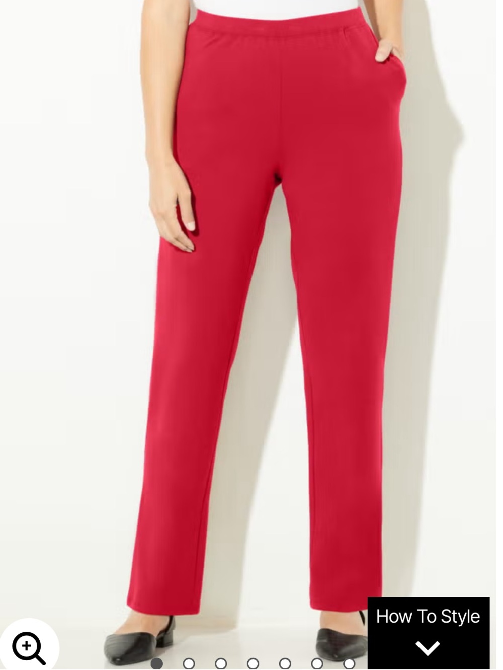 Red Pull-On Straight Leg Pants for Women